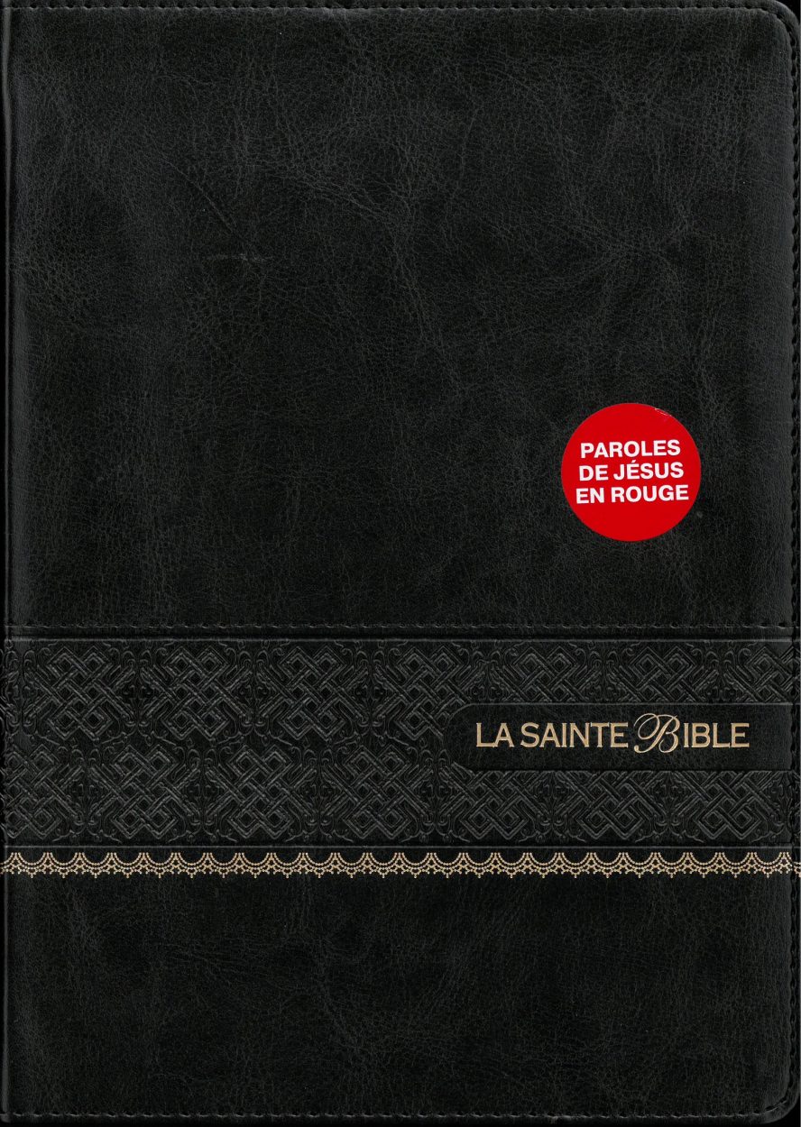 French Bible LARGE PRINT,Compact, Segond 1910 Black Im Leather Zipper Red  Letter